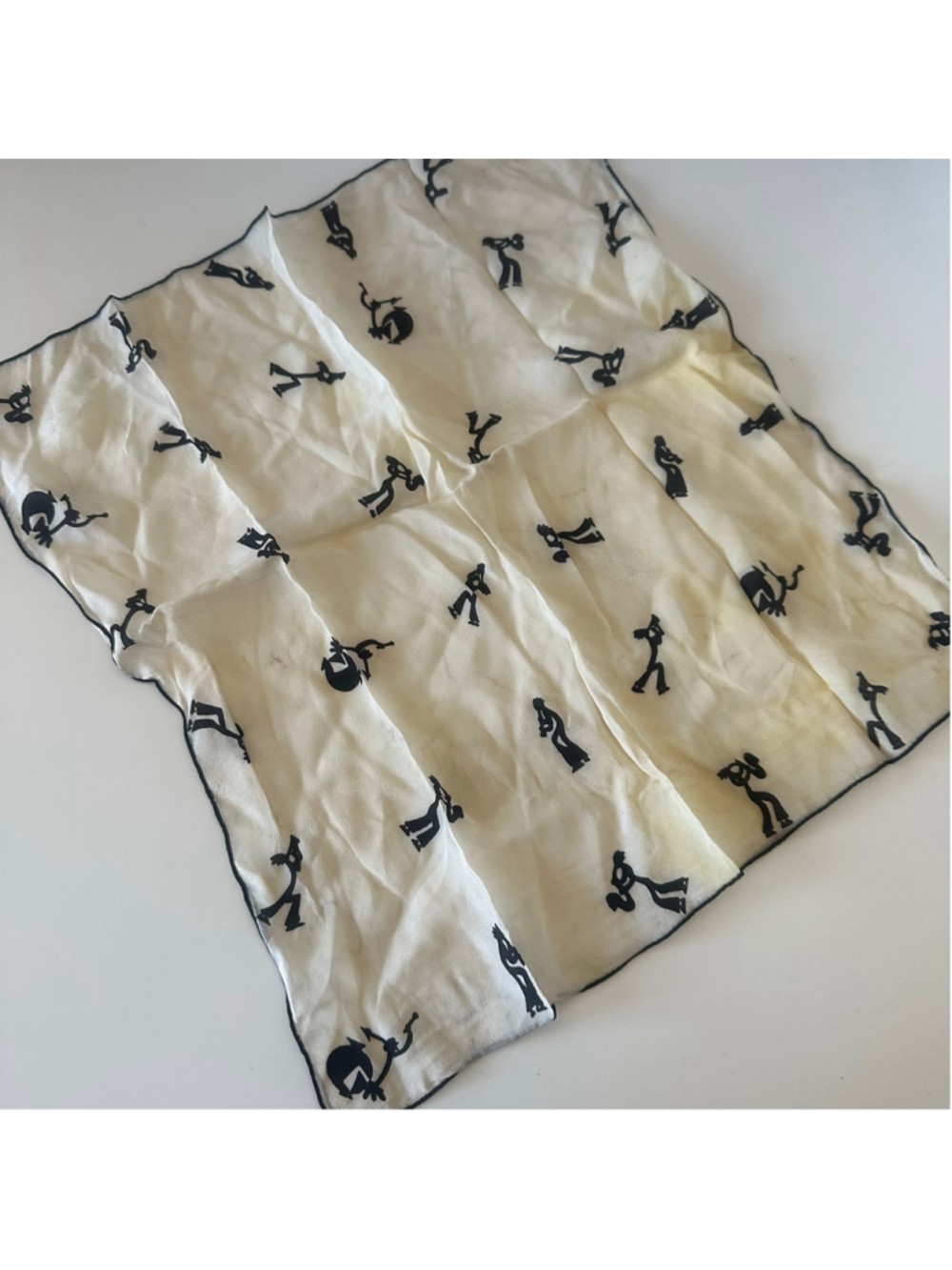 Vintage Sally Gee Pure Silk Novelty Scarf – 1950s/60s Silhouette Dancers & Music
